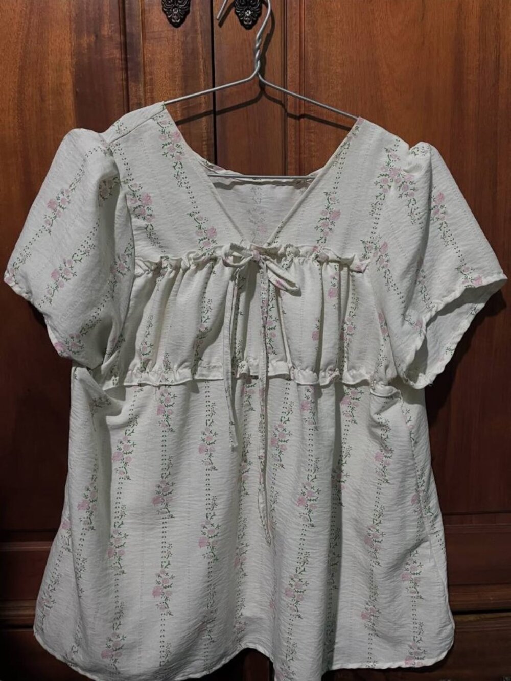 White Floral Babydoll Top